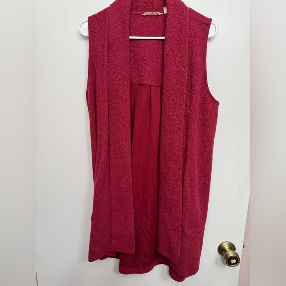 Soft Surroundings Medium Open Women’s Red Vest Long Boho Comfy - Picture 1 of 8